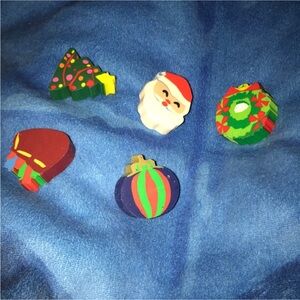 Festive Christmas Erasers Set of 5 New